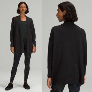 Lululemon Black 100% Merino Wool Honeycomb Wrap Cardigan